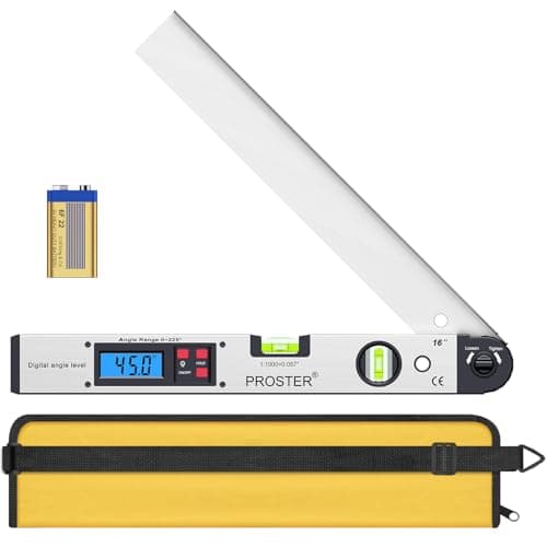 Image of Proster Digital Angle Finder Tool 0-225° with LCD Backlight 400mm/16 inch Angle Measurement Tool with Horizontal and Vertical Bubble Digital Protractor for Woodworking Roofing Engineering Construction