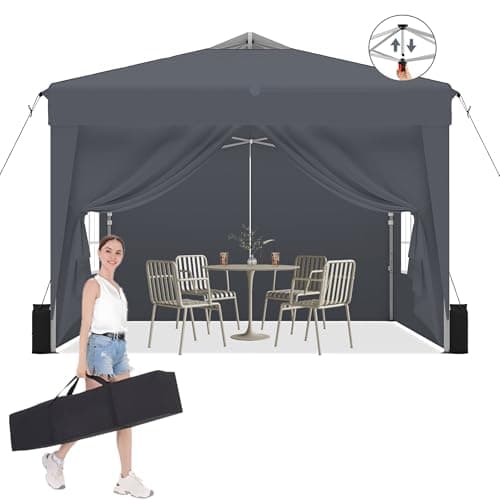 Image of DADAWAY Pop up Gazebo with sides 3m x 3m - Dark Grey