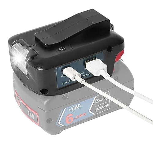 Image of QUPERR USB Charger Adapter (GAA_18V-48), 2 USB Ports & DC 12V 3A Connection, LED Work Light, Belt Clip for Bosch 18V LXT Li-ion Batteries (Battery Not Included), Charger