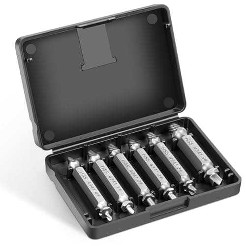 Image of Flintronic 6Pcs Damaged Screw Extractor Set, Rounded Screw Remover Kit and Extractor Bit Set, Made from HSS 4341, Easy Out Bolt Stud Extractor Set Double Ended for Damaged Broken Stripped Screws