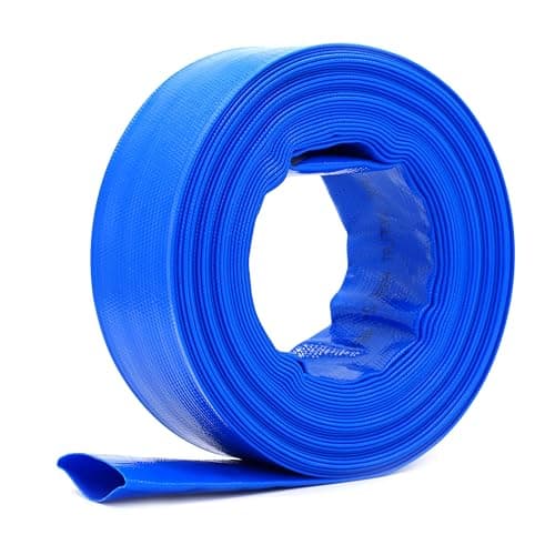 Image of 15m x 25mm (1 Inch) Diameter Layflat Discharge Pond Hose Pipe Lay Flat Submersible Pump Water Pump Hose, Blue