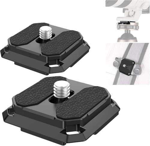 Image of NEEWER Quick Release Plate 38mm Square Arca Type QR Camera Mount Plate for Camera Strap Clip, Tripod Head to Shoulder Strap Quick Switch with 4 Safety Pins, QPR-5
