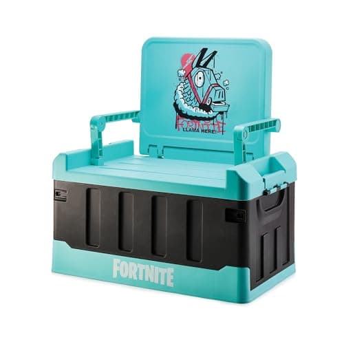 Image of Numskull Fortnite 2-in-1 Toy Storage Box & Folding Chair - Gaming Accessory Organizer with lid and handles for Family Rooms, Official Fortnite Merchandise