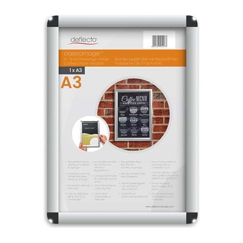 Image of Deflecto A3 size with a 25mm Profile Water Resistant Snap frame - Silver