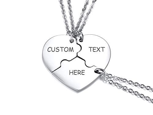 Image of VNOX 2/3/4/5 Pcs Customize Personalised Friendship/Love Family Puzzle Couple Pendant Necklaces for Lover Friend BFF,Stainless Steel Jewellery,Free Engraving