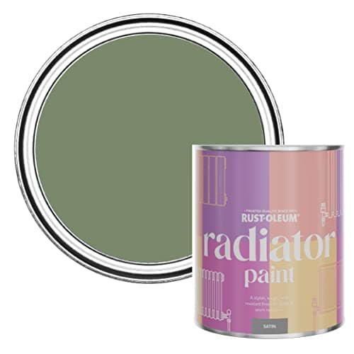Image of Rust-Oleum Green Heat Resistant Radiator Paint in Satin Finish - All Green 750ml