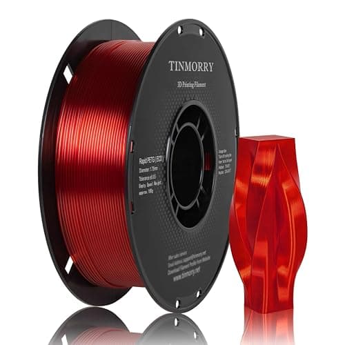 Image of TINMORRY PETG Filament 1.75mm, Rapid PETG-Eco 3D Printing Filament, Compatible with Most FDM 3D Printers, 1 KG 1 Spool, Transparent Red