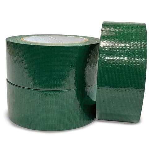 Image of JeeJaan® 3 Rolls of Green Duct Tape 50mm x 50m Waterproof Gaffer Tape for Plumbing Electrical and Outdoor Use Strong Adhesive Weather-Resistant Perfect for Sealing and Fixing Tasks