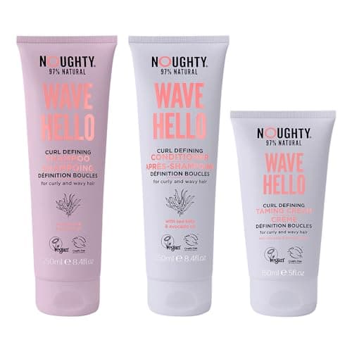 Image of Noughty 97% Natural Wave Hello Set Curl Defining Shampoo 250ml, Conditioner 250ml and Taming Cream 150ml, Sulphate Free Vegan Hair Care Bundle for Curly & Wavy Hair