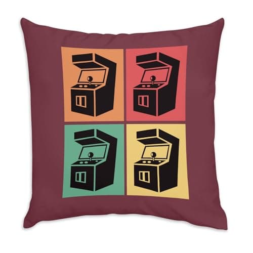 Image of Fabulous Red Velvet Cushion - Arcade Pop Art Video Games Retro Gaming Classic - 40 x 40 cm - Velvet Feel - Cover and Cushion Included