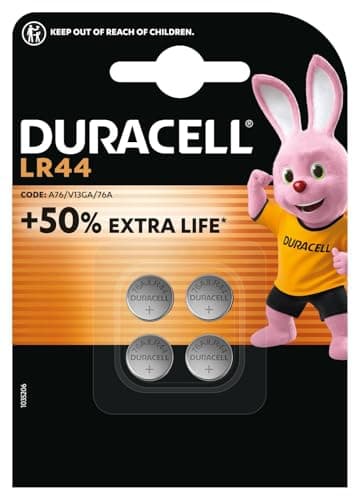 Image of DURACELL LR44 (4 Pack) Specialty Alkaline Battery 1.5V (A76)– +50% EXTRA LIFE– For Thermometers, Flashlights, Watches, Security Systems & Medical Devices – 5–Year Storage Guarantee - Leak Prevention