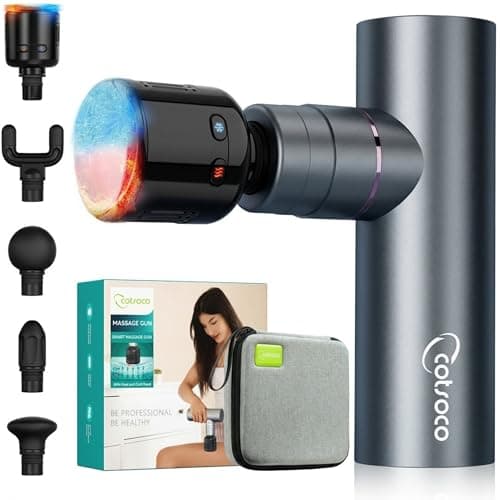 Image of cotsoco Mini Deep Tissue Massage Gun with Heat and Cold Therapy, Full-Metal Handheld Electric Massager for Muscle Pain Relief, Portable Percussion Massage Gun for Athletes and Recovery