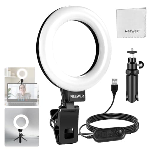Image of NEEWER BASICS 5" Ring Light for Video Conference Lighting, Clip on Light Kit with Desk Tripod Stand for Monitor Laptop Computer Zoom Call Live Streaming Remote Working Learning Video Recording, BR60