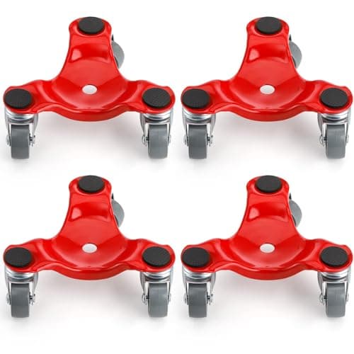Image of ZEAYEA 4 Pack 6-Inch Steel Tri-Dolly, 200 lbs / 90 kg Load Capacity 3 Wheel Mover's Dolly for Moving Furniture, Appliances, Cabinet, Table, Piano