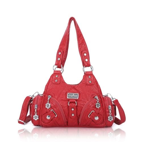 Image of Angel Kiss Small Hobo Bags for Women Multi Pockets Purses Long Strap Handbags Adjustable Shoulder Bags for Everdayuse, Red2