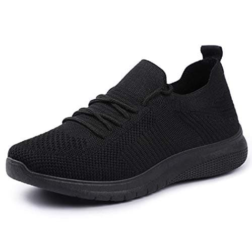 Image of Women Lightweight Walking Shoes Ladies Lace Up Sneakers Mesh Go Running Trainers Low Top Breathable Athletic Walk Gym Shoes Sport Run (Black, Numeric_6)