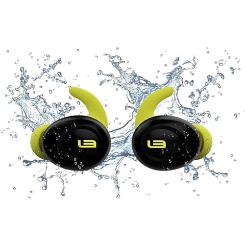 Image of Maplin Hypersonic Wireless Earphones, Multi Size Earhooks Earbuds, Bluetooth Noise Cancelling, IPX7 Waterproof Sweatproof Headphones, Qi & USB-C Charging, Spotify Tap Playback for Sports/Gym/Running