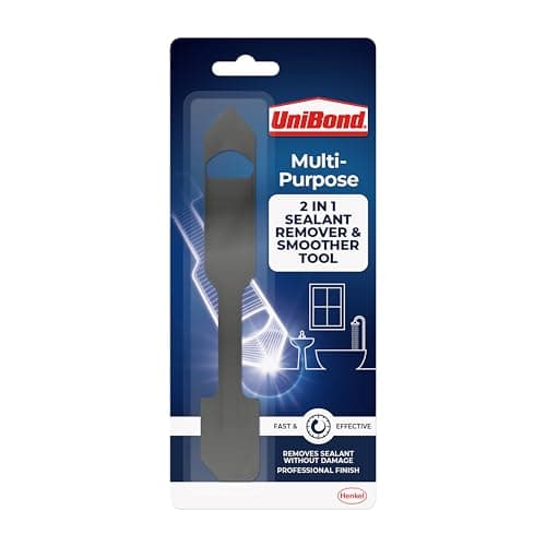Image of UniBond Sealant Remover and Smoother Tool, Easy-to-Use Sealant Finishing Tool, 2-in-1 Plastic Sealant Tool for Smoothing, Silicone Remover Tool, Black