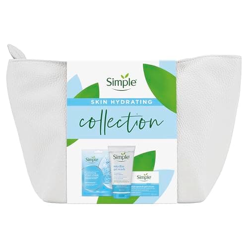 Image of Simple Skin Hydrating Collection 3 piece Gift Set with a beauty product bag including Face Wash, Sheet Mask & Moisturiser