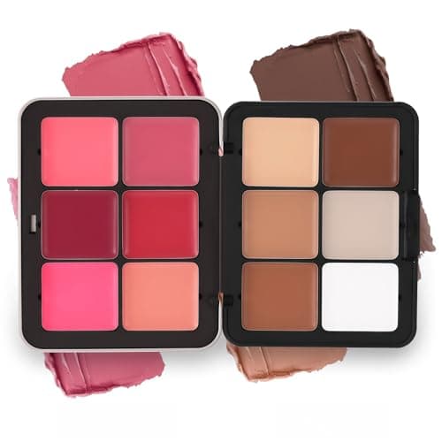 Image of 12 Colors Cream Contour Blush Palette, Face Sculpting Blusher Palette with Bronzer & Highlighter - Matte Long-Lasting, Blendable Cream Contour
