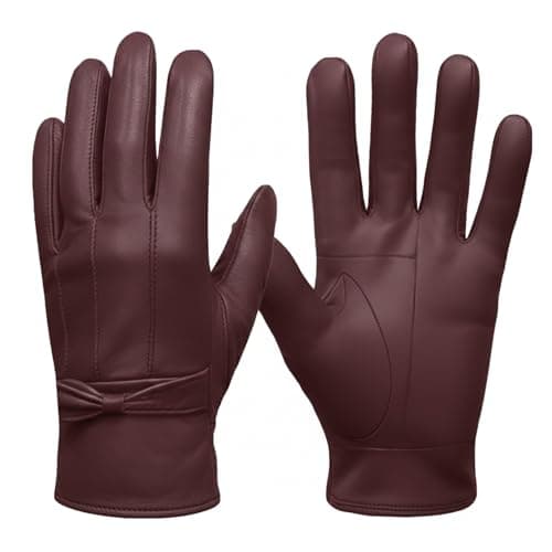 Image of SiXsigma Sports Ladies Winter Driving Leather Gloves Women - Quick Dry Soft Fleece Lined Thermal Gloves Womens Perfect For Driving Glove's - Ideal Gifts For Women (Burgundy, Small/Medium)