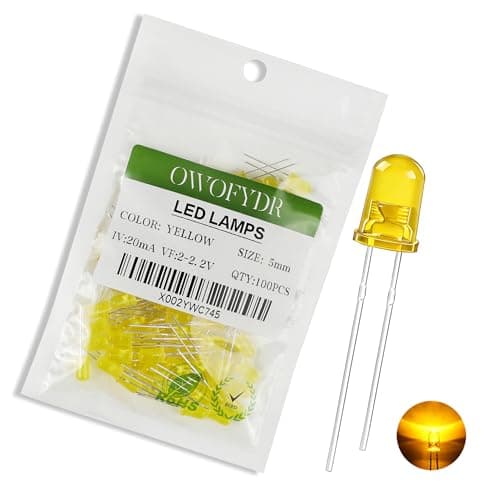 Image of OWOFYDR 100 5mm Yellow diffused LED diode lamp (Color Lens Frosted Round DC 3V 20mA) Lighting Bulb lamp Electronic Component Indicator Light Emitting diode