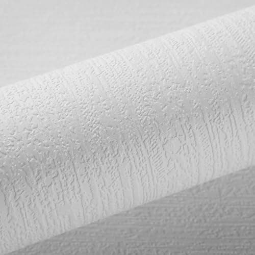 Image of Anttyscar White Textured Paintable Wallpaper Embossed Textured Stripe Wallpaper for Living Room Bedroom Hallway