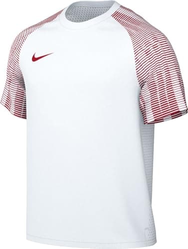 Image of NIKE DH8031-100 M NK DF ACADEMY JSY SS T-Shirt Men's White/University RED/University RED Size L