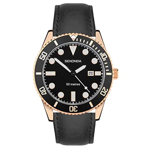 Image of Sekonda Dive Oceans Men's Quartz Watch with Analogue Date Display and Stainless Steel Bracelet 43mm, Black/Black, Bracelet
