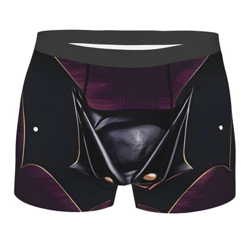 Image of XZDZDG Fashionable Black Ghost Bat Men Polyester Boxer Underwear Breathable, Soft, Stretchable, Black, Large-3X-Large