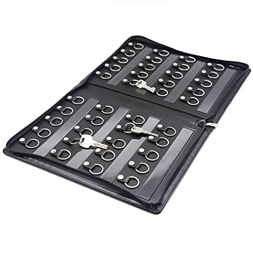 Image of OFFIDIX Leather Zippered Key Case, Large Portable Key Cabinet, 40 Key Hooks Key Organizer Manager and Landlord Key Holder Key Cabinet for Real Estate Agent, Hotel Manager