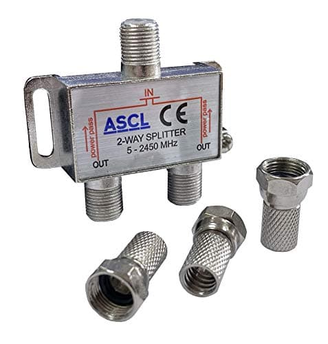 Image of ASCL 2 Way Indoor TV Aerial Splitter with F Plug - Silver