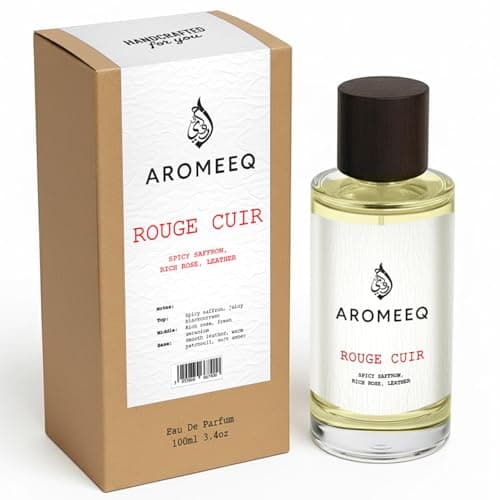 Image of Aromeeq Rouge Cuir Eau de Parfum 100ML – Long Lasting Unisex Perfume | Leather, Rose, Amber, Patchouli, Saffron & Blackcurrant | Luxury Warm Floral Scent for Men & Women