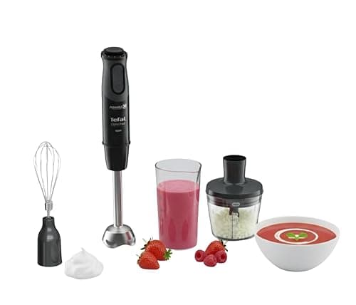 Image of Tefal 3in1 Optichef Hand Stick Blender, 20 speeds and pulse, Powelix Blades Technology, 800ml beaker, 1000W, 500 ml Chopper, Food Processor, Dishwasher Safe Parts HB643842, Black