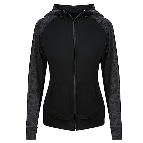 Image of AWDis Just Cool Womens/Ladies Girlie Cool Contrast Zoodie (XL) (Jet Black)