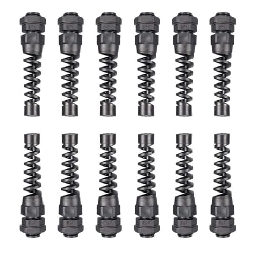 Image of TA-VIGOR 12Pcs PG7 Cable Gland 3mm-6.5mm Wire Hole Waterproof Nylon Connector Joint Adjustable Locknut with Strain Relief Black