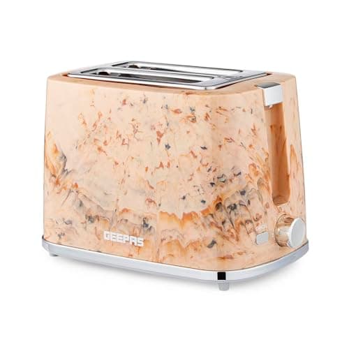 Image of GEEPAS 2 Slice Toaster | 7 Browning Levels Cancel Defrost Reheat | For Thin Small Bread Slice, Removable Crumb Tray Cool Touch Housing High Lift | Space-Saving Design | 2 Yr Warranty 900W Cream Skye