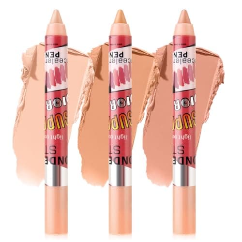 Image of Boobeen 3 Pcs Concealer Pencils, Contour Highlighter Stick Makeup Multi-use Creamy Matte Concealer Pen Waterproof Full Coverage Face Makeup Stick, Long Wear