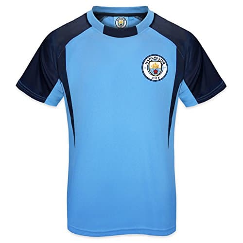 Image of Manchester City FC Official Gift Boys Crest Poly T-Shirt Sky Blue 10-11 Yrs LB