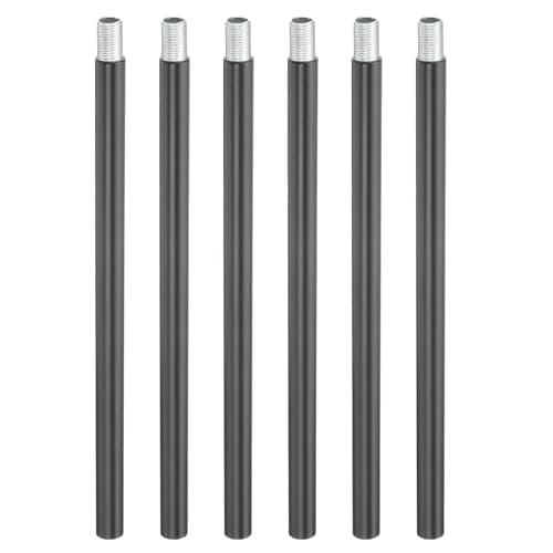 Image of PATIKIL Threaded Extension Rod, 6 Sets 8" M10 x 1mm Fine Thread Lamp Pipe with Lamp Pipe Nipples for Pendant Light Island Lighting Chandeliers Stems, Black