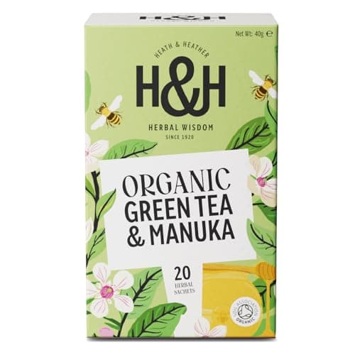 Image of Heath & Heather - Organic Green Tea with Manuka Honey • Delicate Antioxidant-Rich Blend with a Touch of Sweetness • Natural Wellness Support • Vegan • 20 Tea Bags
