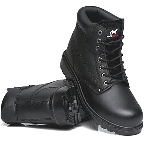 Image of Rock Reptile Apprentice Mens Leather Safety Boots Steel Toe Cap Work Lightweight Shoes S1P SRC Lace Up Ankle Boots (Black, uk_footwear_size_system, adult, men, numeric, medium, numeric_11)