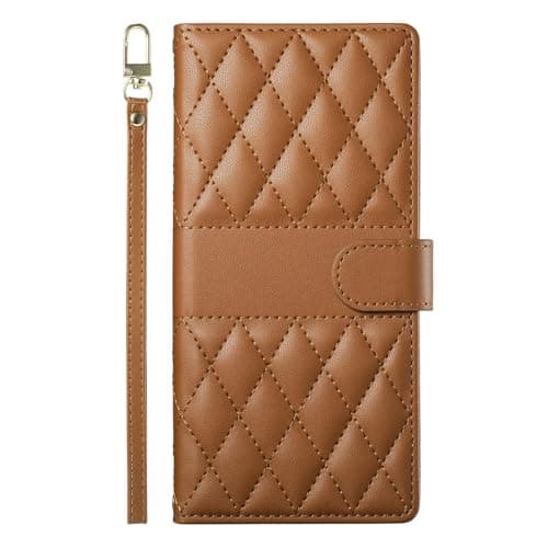 Image of Ucikov Phone Pouch for Apple iPhone 13 Mini, Soft Leather Flip Case Shockproof Purse with Magnetic Slots Stand Case for Apple iPhone 13 Mini, Brown