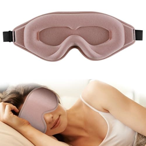 Image of WLLHYF Silk Sleep Mask, 3D Stereo Deep Sleep Eye Mask Comfortable Adjustable Cute Block Out Light Eye Covers for Man and Woman All Night Sleep (Rose Gold)