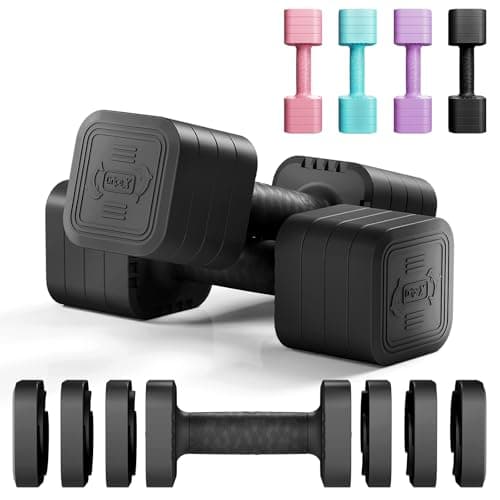 Image of Dripex Adjustable Dumbbells Weight Set 2.5kg 5kg 10kg Dumbbell Pair, 4-in-1 Weight Dumbbells Set Women Men with Non-Slip Handle Home Gym Fitness-5kgX2