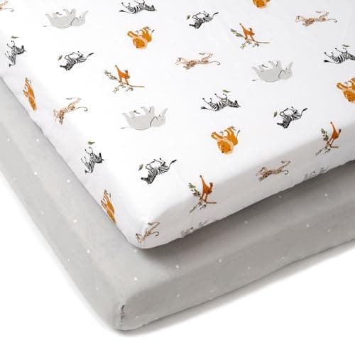 Image of Clair de Lune Jungle Dream 2 Pack Fitted Cot Bed Sheets - 140 x 70 cm