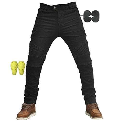 Image of CBBI-WCCI Mens Motorcycle Jeans Motorbike Pants for Men Biker Pants Protective Motorcycle Trousers with 4X Protect Pads (Black, L= 32W / 32L)