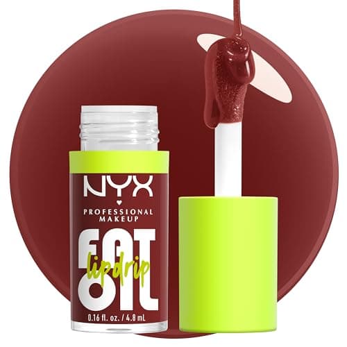 Image of NYX Professional Makeup Lip Oil, Fat Oil Lip Drip, High Shine Tinted Gloss, 12hr Hydrating Lip Treatment with Squalane, Non-Sticky, Vegan, Shade: Inside Scoop
