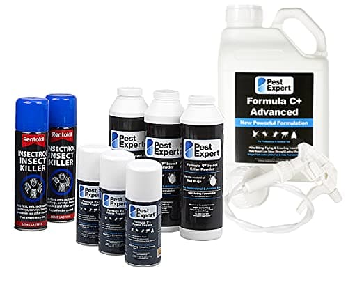 Image of Pest Expert Bed Bug Killer Kit – Pest Expert Formula ‘C+’ 5L, Bed Bug Killer Powder 3 x 300g, 3 x Fogger Bomb & 2 x Rentokil Spray – Advanced Kit for Maximum Strength Treatment & Control