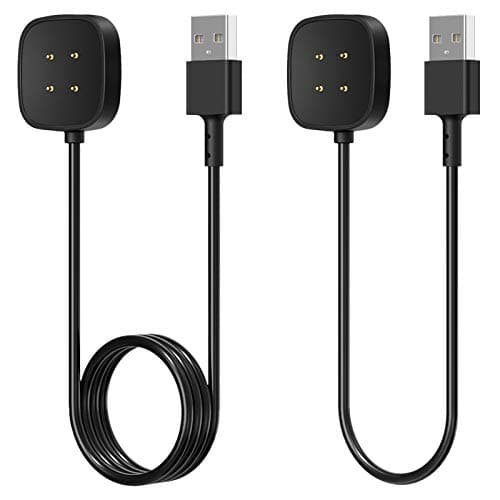 Image of FYOUNG Charger Cable Compatible with Fitbit Versa 4/Versa 3 & Sense/Sense 2 Smartwatch, USB Charging Cord for Google Pixel Watch 2/3, Replacement for Versa 3/4 for Sense/2 Charger, 2 Pack (3.3ft/1ft)